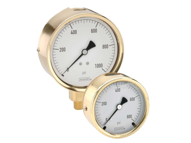 NOSHOK 300 Series Brass Case Liquid-Filled Pressure Gauges