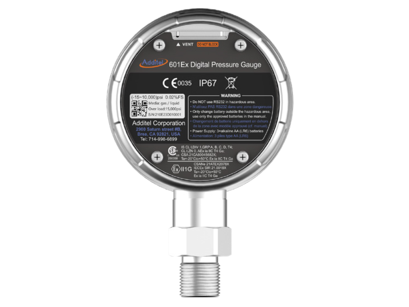 Additel ADT601Ex Digital Pressure Gauge