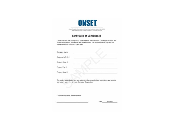 HOBO Compliance Certificate