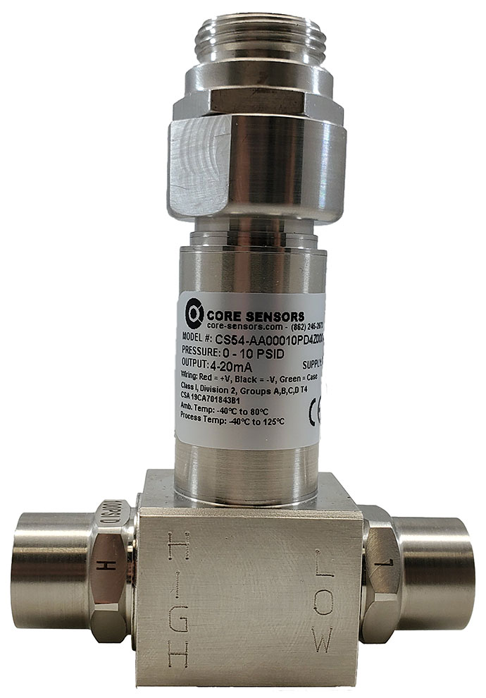 Core Sensors CS54 Non-Incendive Differential Pressure Transducer