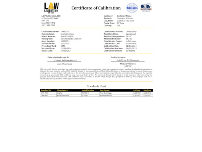 GEO Calibration ISO Accredited Calibration