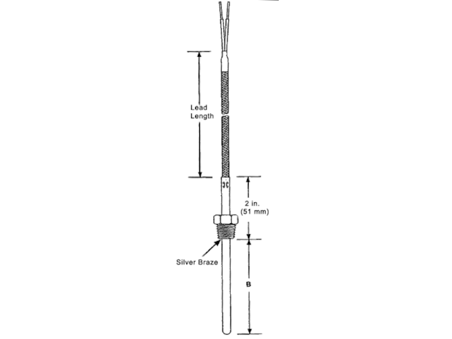 Watlow Rigid Sheath Thermocouple with Threaded Fitting