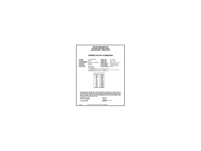 NIST-Traceable Calibration with Calibration Certificate