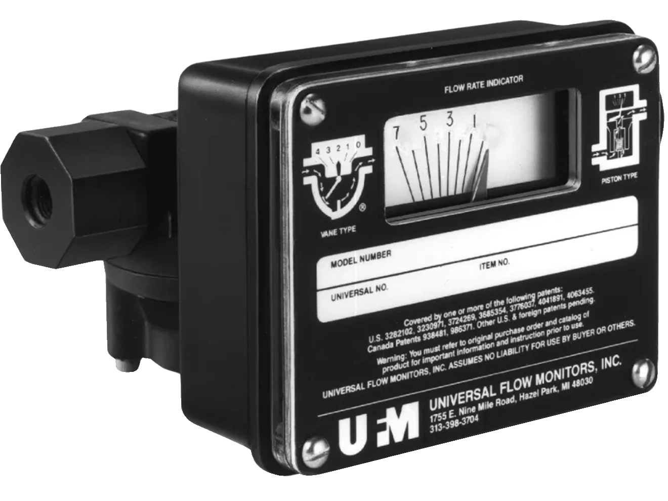 UFM Vane-Piston Variable Area Flow Meters